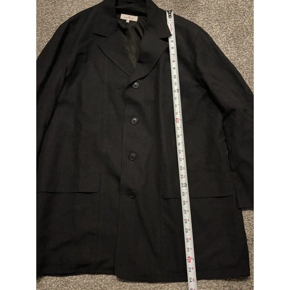 Ermenegildo Zegna Trench Coat Size 52 Black Linen Lyocell Large